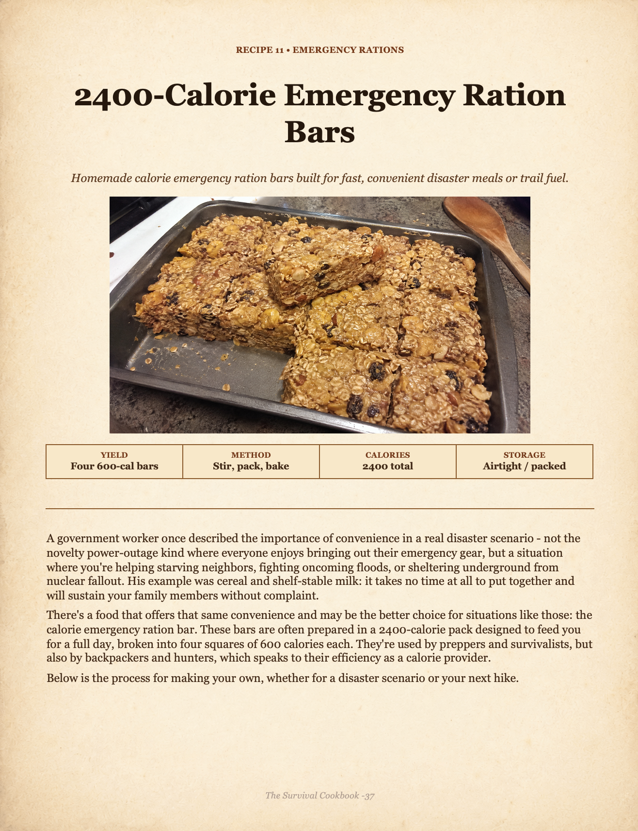 Ration bars recipe page preview